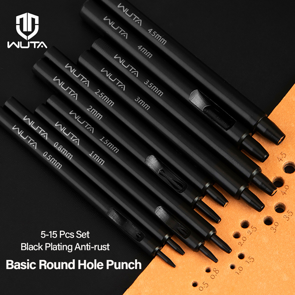 Rivet Setter Tool - WUTA 5-15Pcs Basic Black Anti-rust Leather