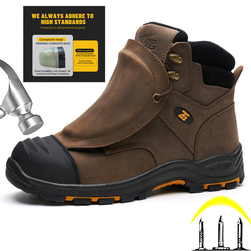 Genuine Leather Work Safety Bo - Leather Work Flats ulasan dan harga