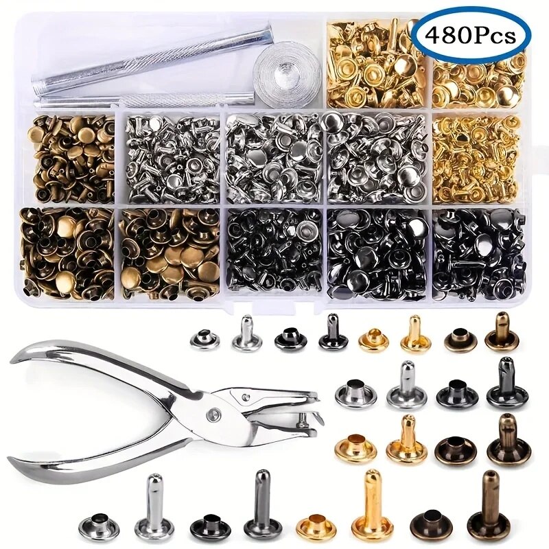 Metal Double Cap Rivets Studs  - Rivet Setter Tool ulasan dan harga