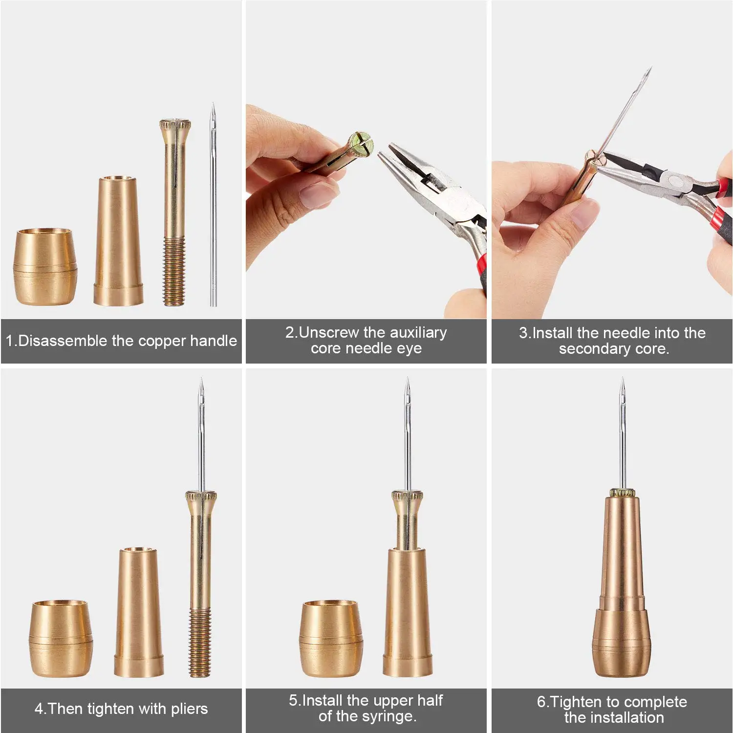 Leather Stitching Kit w/Copper - Leatherwork Repairs ulasan dan harga