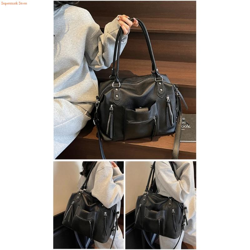 Q5WE Modern PU Leather Handbag - Leather Work Duffle Bag ulasan dan harga