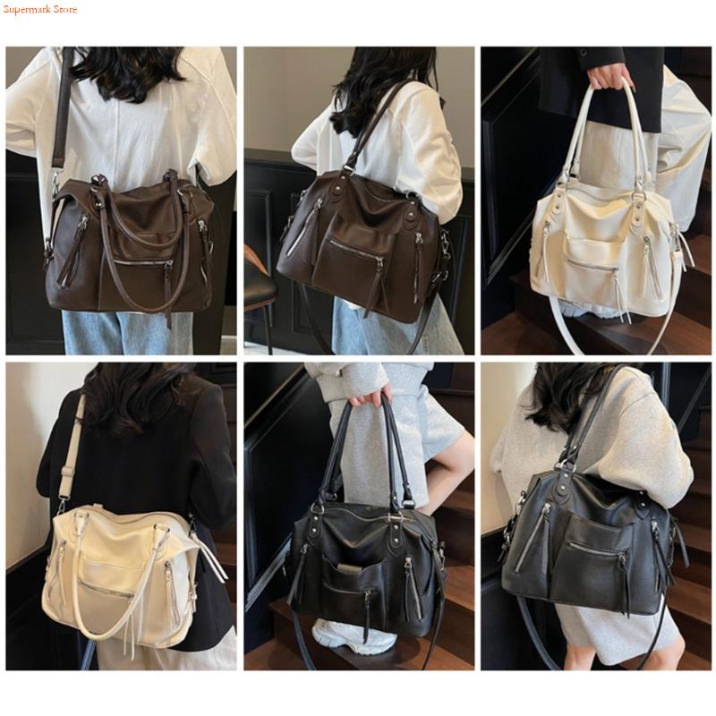 Q5WE Modern PU Leather Handbag - Leather Work Duffle Bag ulasan dan harga