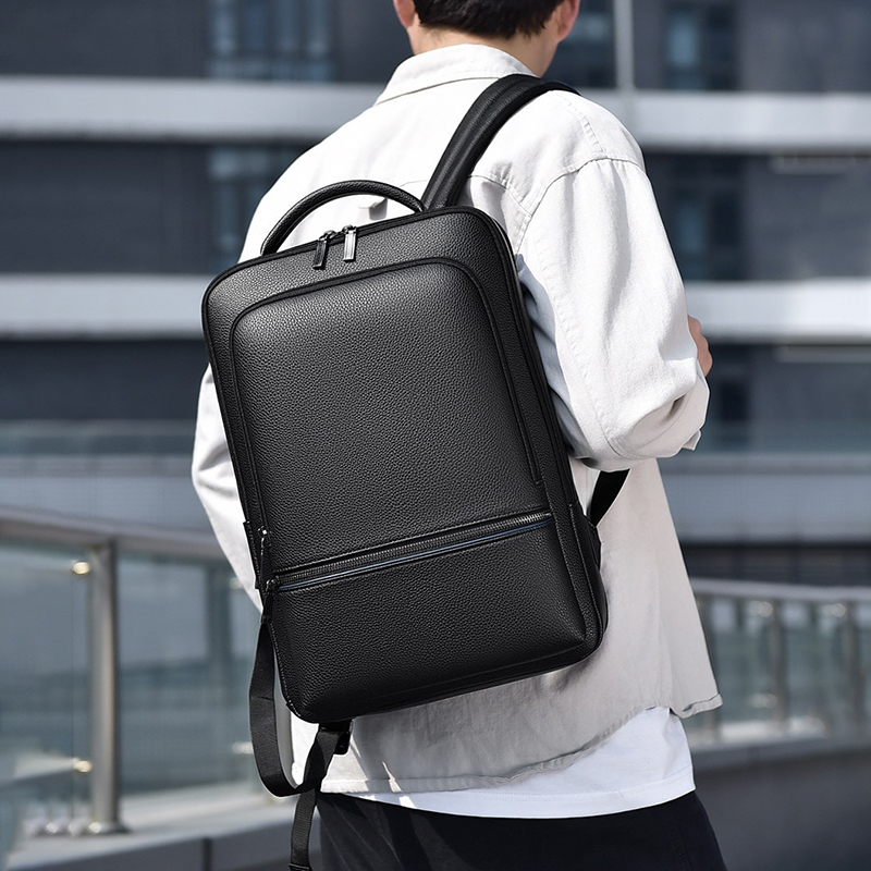 PU Leather Men's Backpack USB  - Leather Work Backpack ulasan dan harga