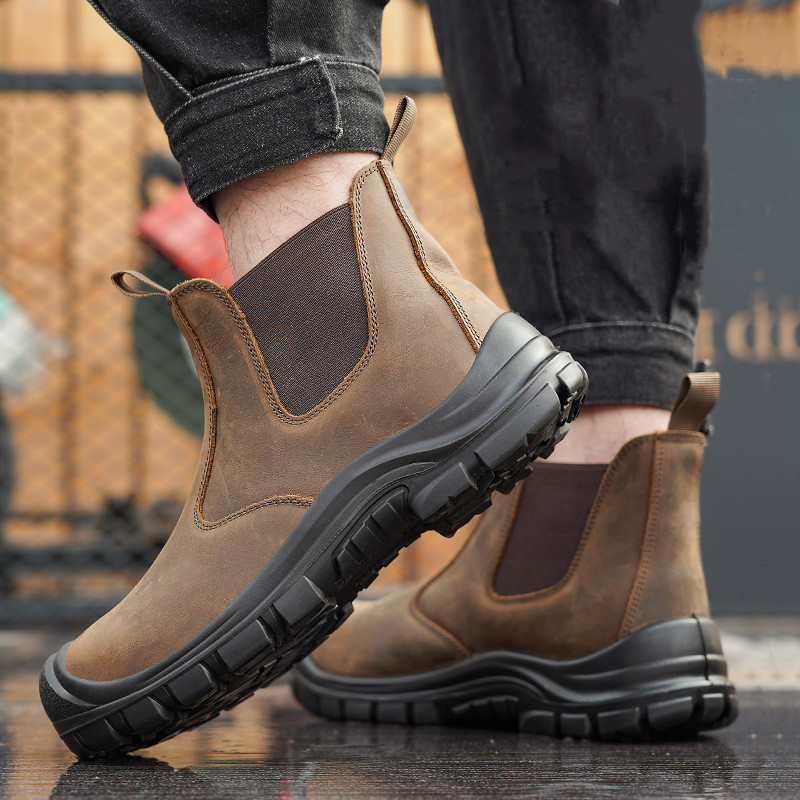 large size men's fashion steel - Leather Work Flats ulasan dan harga