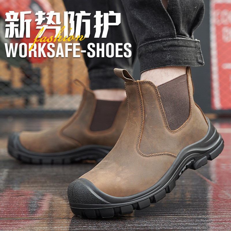 large size men's fashion steel - Leather Work Flats ulasan dan harga