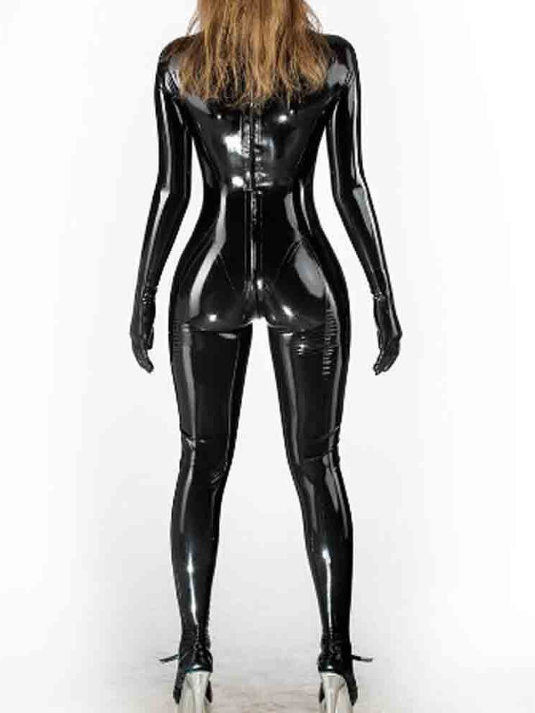 Wet Look PVC Catsuit Shiny PU  - Leather Work Overalls ulasan dan harga
