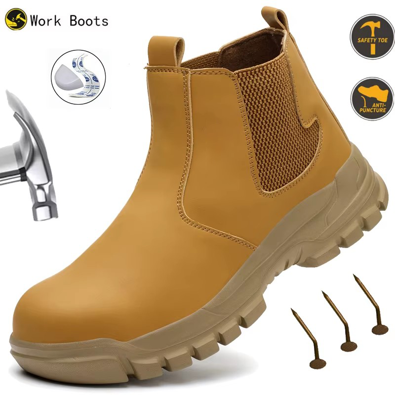 Waterproof Men's Safety Work B - Leather Work Flats ulasan dan harga