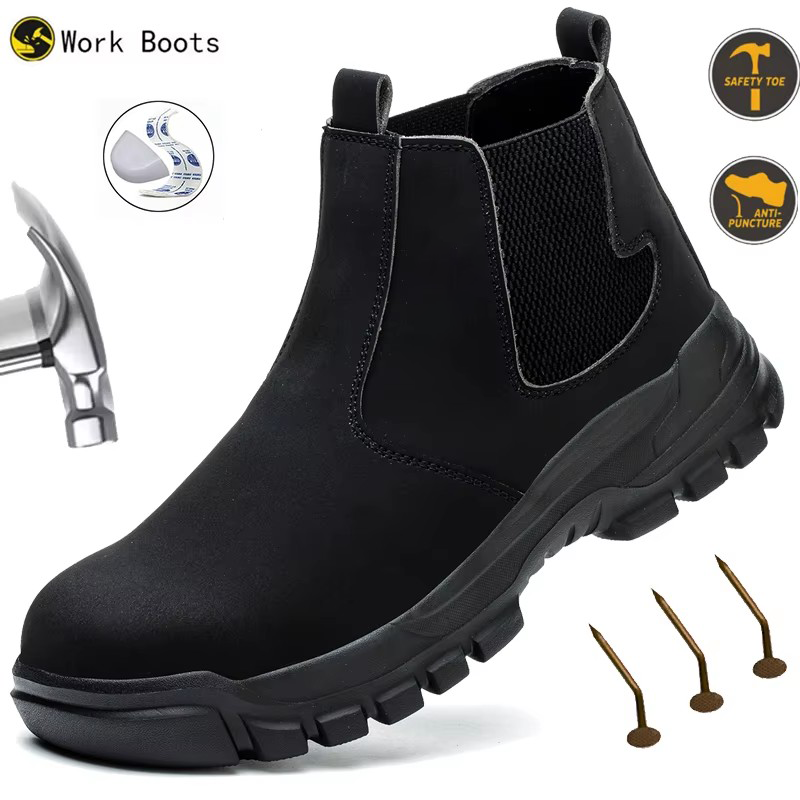 Waterproof Men's Safety Work B - Leather Work Flats ulasan dan harga
