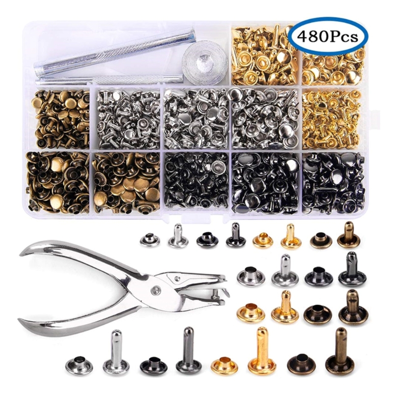 180Sets Leather Rivets 6mm/8mm - Rivet Setter Tool ulasan dan harga
