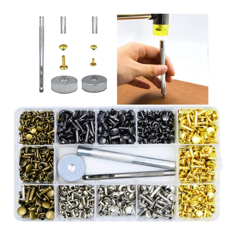 180Sets Leather Rivets 6mm/8mm - Rivet Setter Tool ulasan dan harga