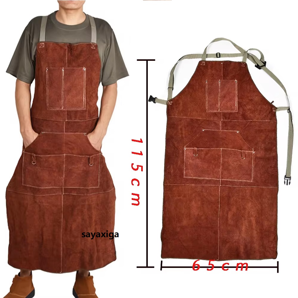 Cowhide Welding suit Apron Was - Leather Work Overalls ulasan dan harga