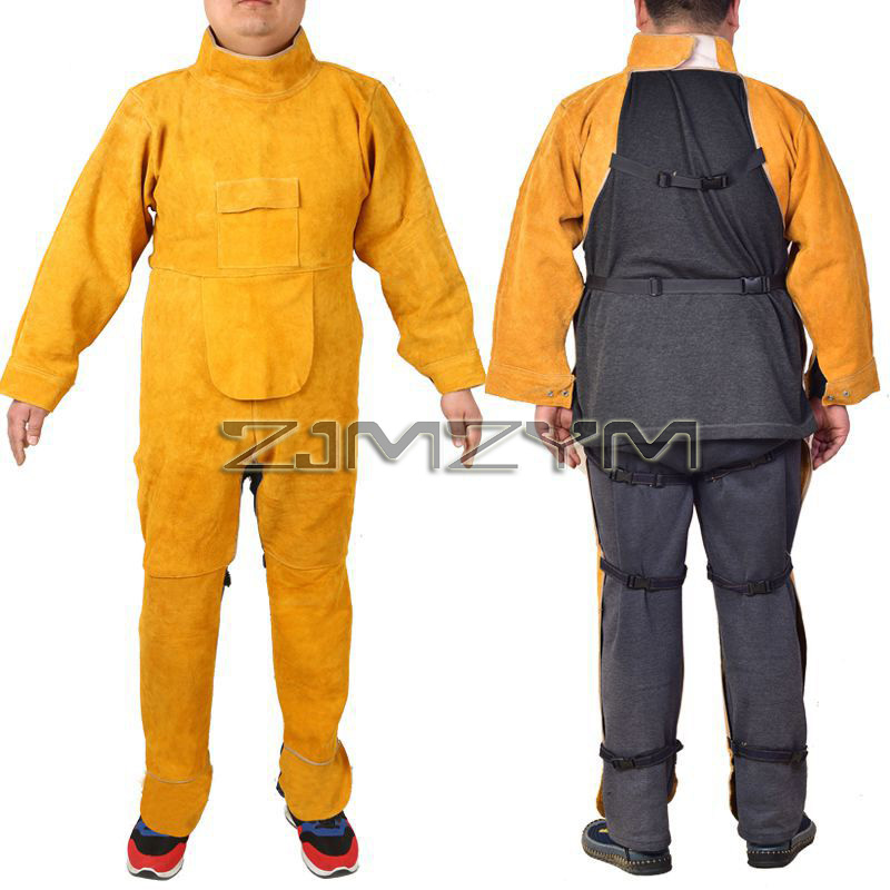 Cowhide Leather Welding Suit W - Leather Work Overalls ulasan dan harga