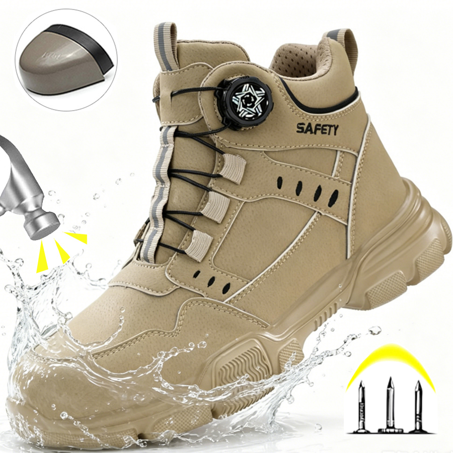 Water Repellent Leather Safety - Leather Work Flats ulasan dan harga