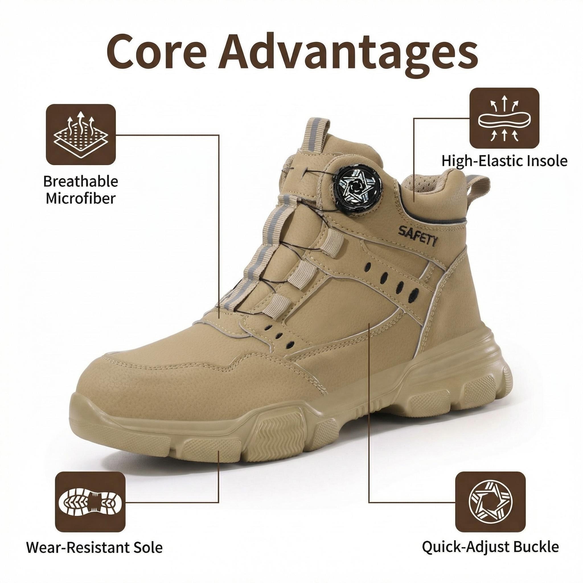 Water Repellent Leather Safety - Leather Work Flats ulasan dan harga