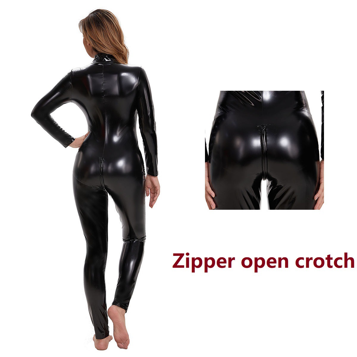 Women's Catsuit Metallic Full  - Leather Work Overalls ulasan dan harga
